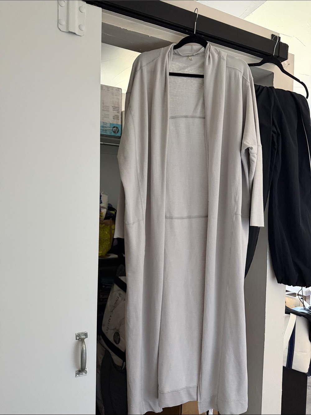 Free people Light Gray Women's Long Open-Front Robe Cardigan